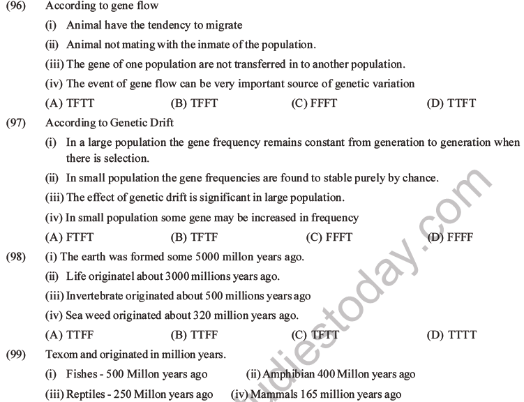 NEET Biology Evolution MCQs Set B, Multiple Choice Questions